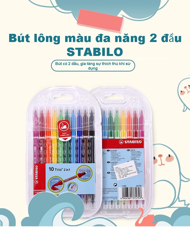 Bút lông màu 2 đầu STABILO Trio 2 in 1
