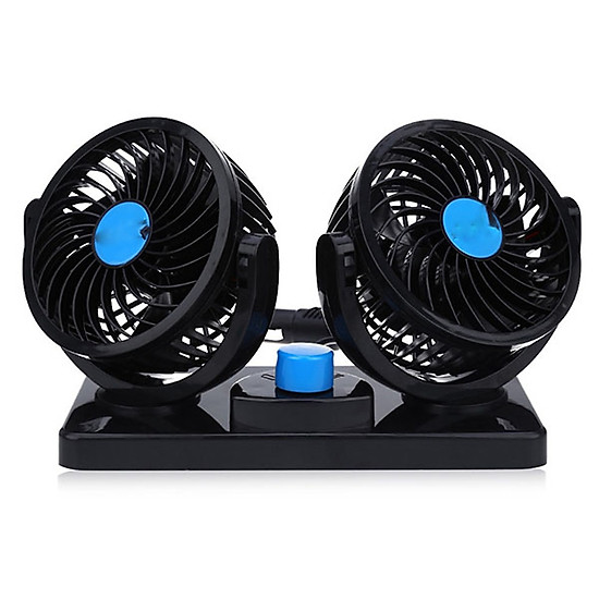 Quạt Đôi 12V Trên Ô Tô Xoay 360 Độ, Nguồn Cắm Tẩu, Chất Liệu Nhựa ABS Kết Hợp Kim Loại Cực Kỳ Chắc Chắn, Dành Cho Các Loại Xe Con, Xe Tải Nhỏ, Quạt Thông Gió, Quạt Đôi Mini 12V