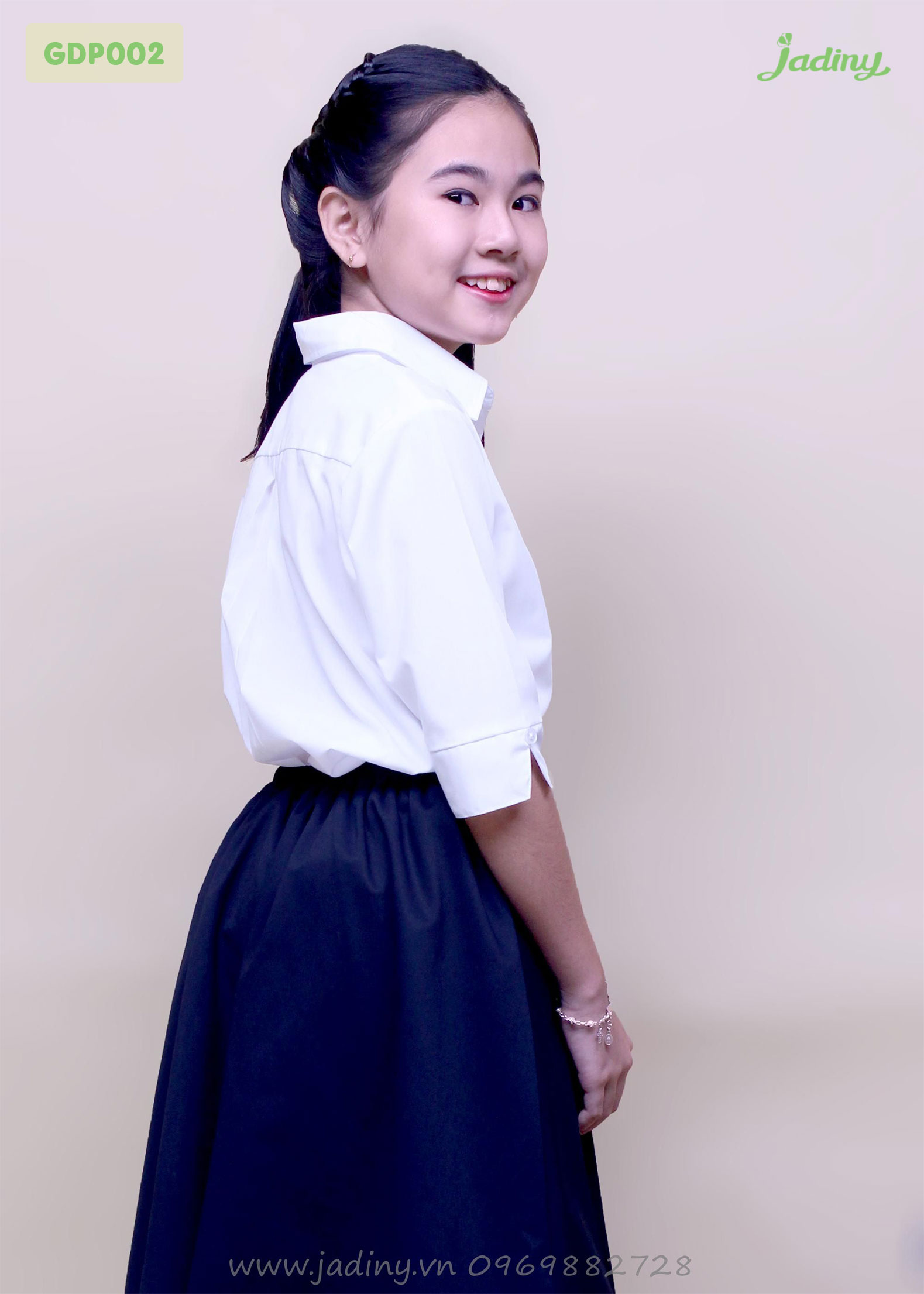 Áo sơ mi học nữ tay lỡ GDP002