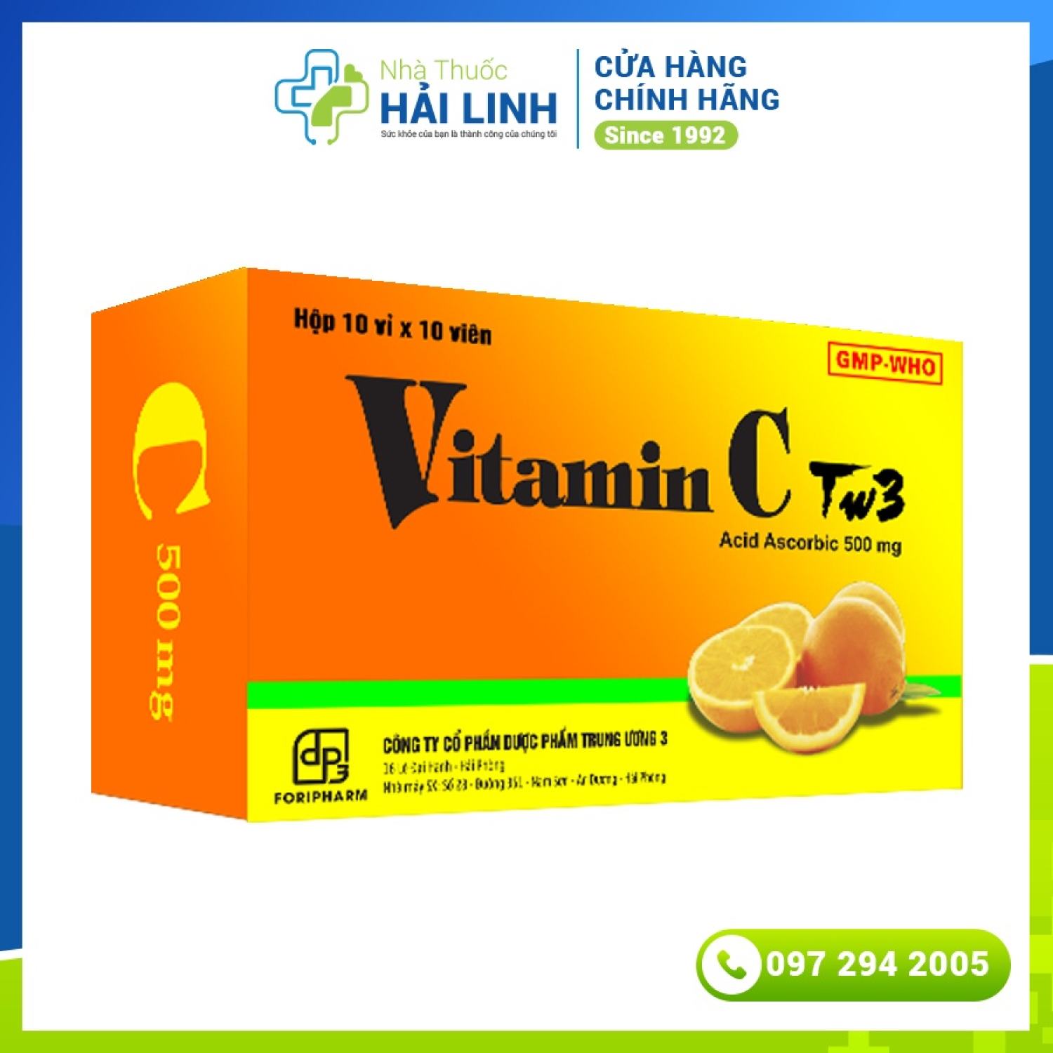 🔱 [CHÍNH HÃNG] [1 vỉ] Vitamin C Tw3 500mg