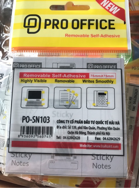 Giấy nhớ vàng 3x3in pro office(1 tập)