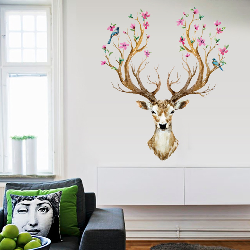 [HCM]Decal dán tường Sừng Nai 3D dán phòng khách DKN077 (97 x 81cm)