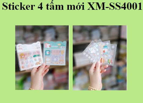 Sticker 4 tấm mới XM-SS4001