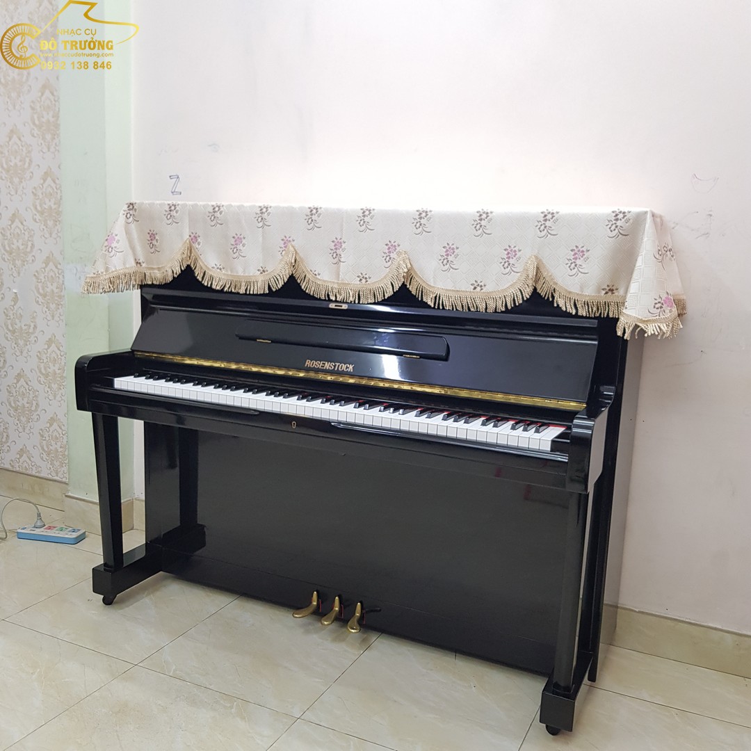 Khăn phủ đàn Piano cơ mẫu hoa hồng nâu