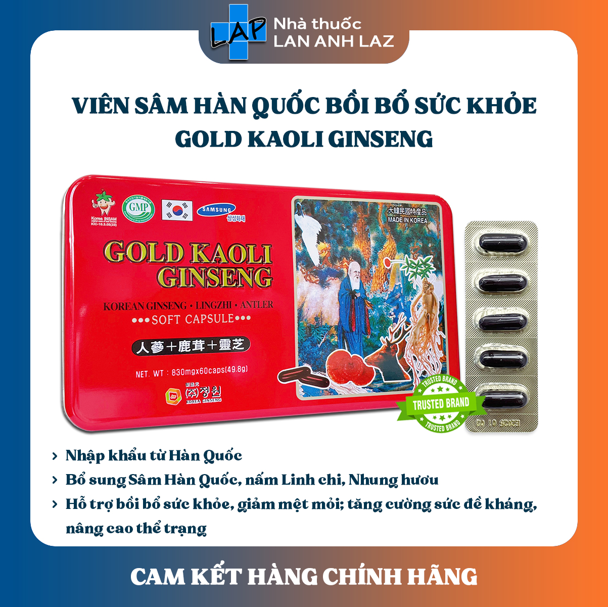GOLD KAOLI GINSENG (Hàng nhập khẩu) - Viên nhân sâm Hàn Quốc.