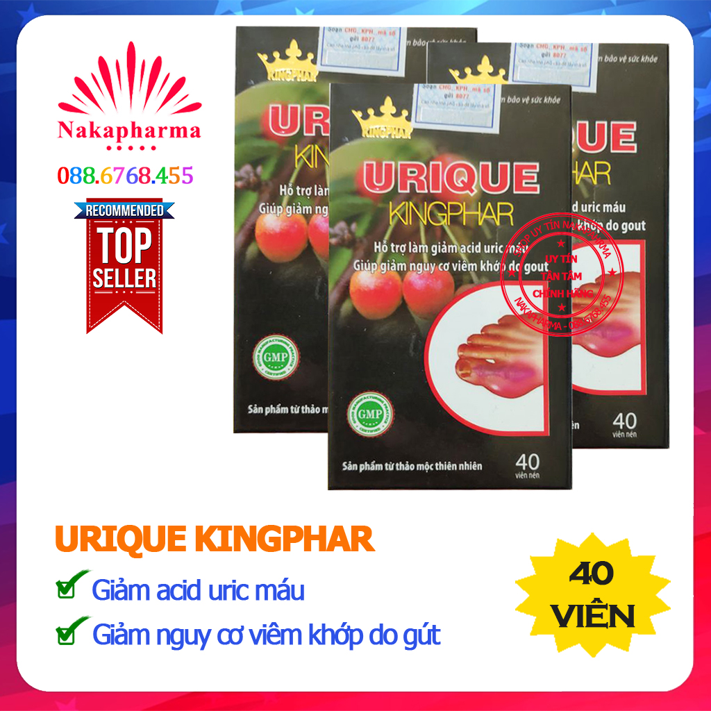 [MẪU MỚI] Urique Kingphar - Viên Gout Kingphar - Bổ thận lợi tiểu, giảm acid uric máu, dành cho người bệnh gout