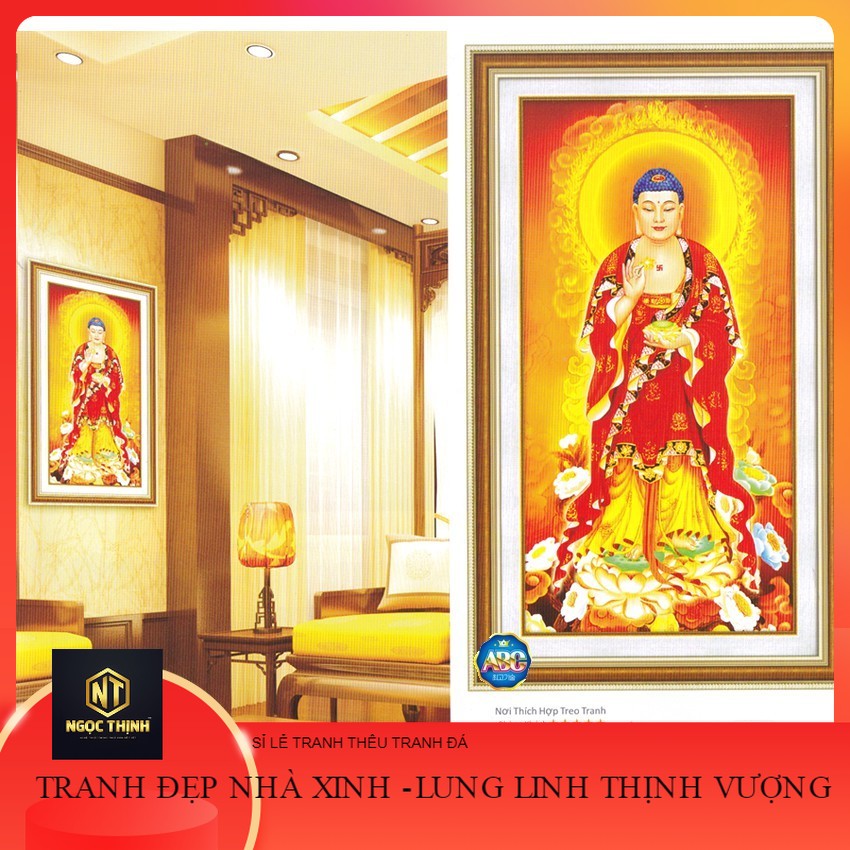 Tranh đính đá phật a di đà . kích thước: 90cm x 50cm