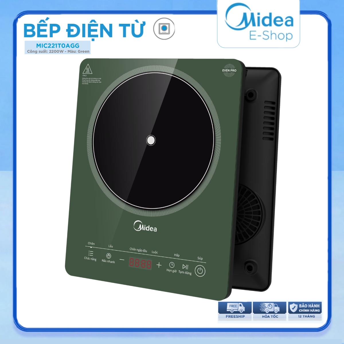 Bếp Từ Đơn Midea MIC221T (Bếp Điện Từ Công suất 2200W, Có Chức Năng Sôi Liu Riu)