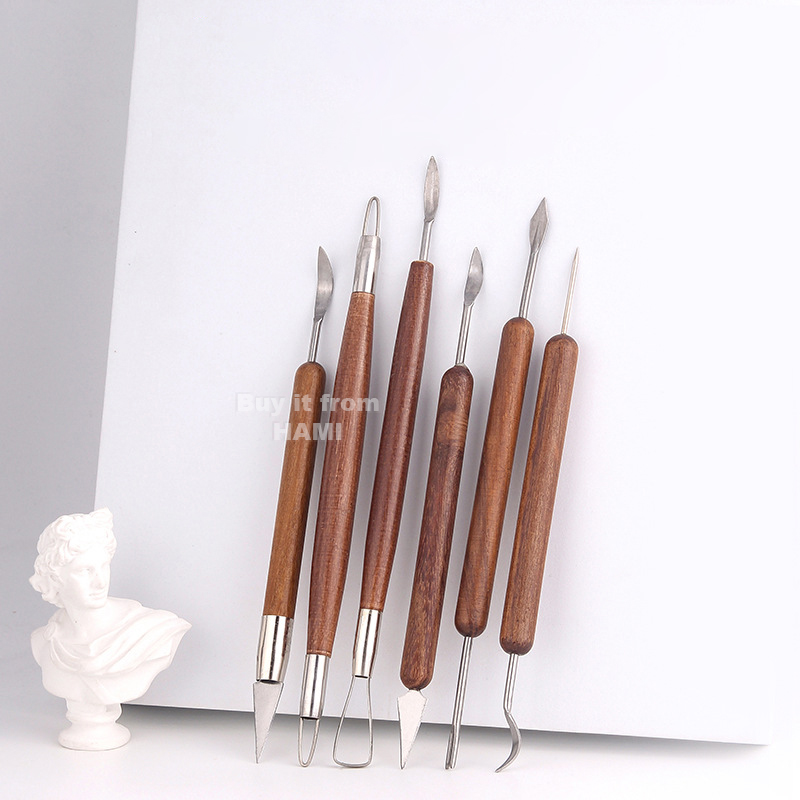 Bộ 6 dụng cụ làm đất sét cán gỗ
