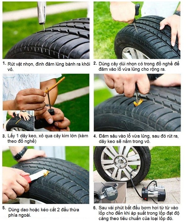 Bộ vá lốp không săm ô tô xe máy cứu hộ du lịch phượt thủ BS-BT109
