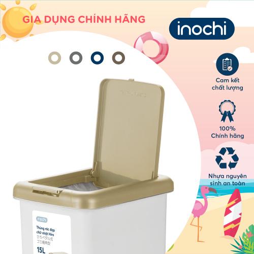 Thùng rác đạp chữ nhật Inochi- Hiro 15L (loại kèm ruột)