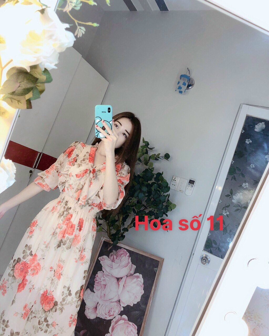 Đầm hoa nhí cột nơ tiểu thư  -video+hình thật