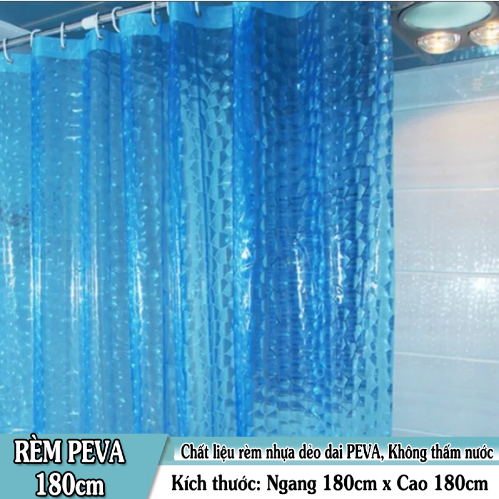 Rèm Phòng Tắm / Rèm Cửa Sổ Kẻ TRONG / XANH DƯƠNG 180cm X 180cm Loại 1