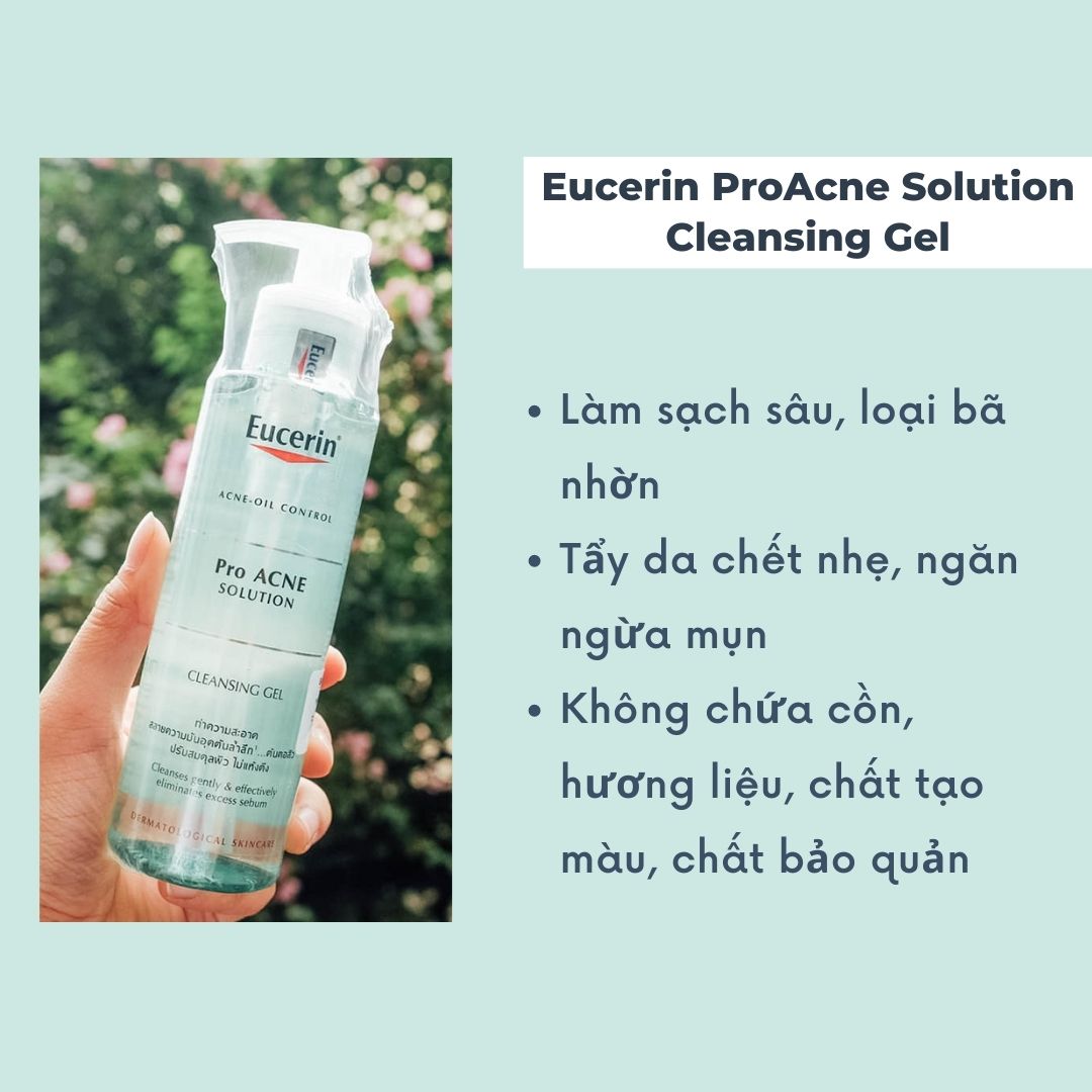 Gel rửa mặt Eucerin cho da dầu, mụn - Eucerin ProAcne Solution Cleansing Gel