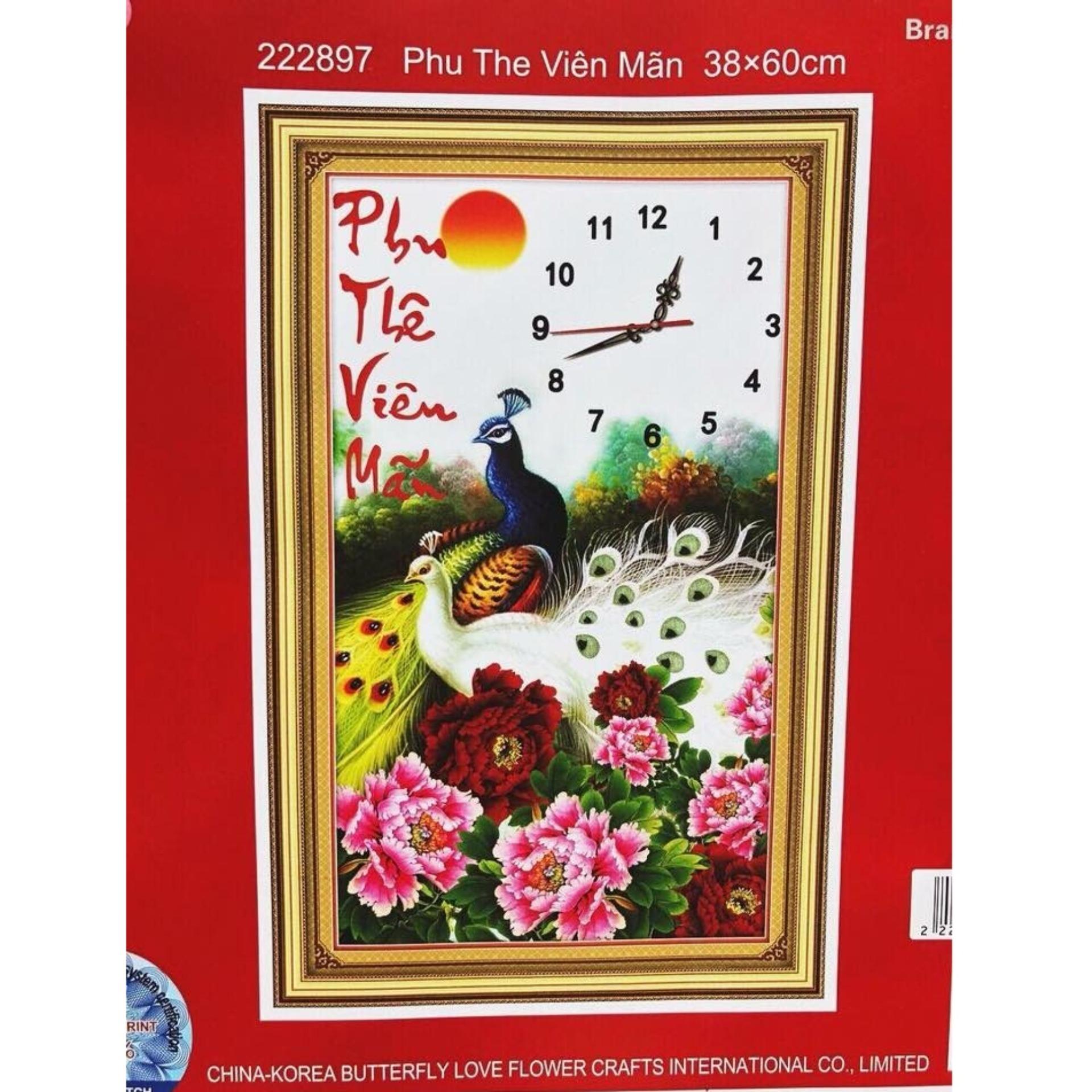 Tranh thêu chữ thập đồng hồ dlh-222897 kt 38x60cm-ngọc thịnh