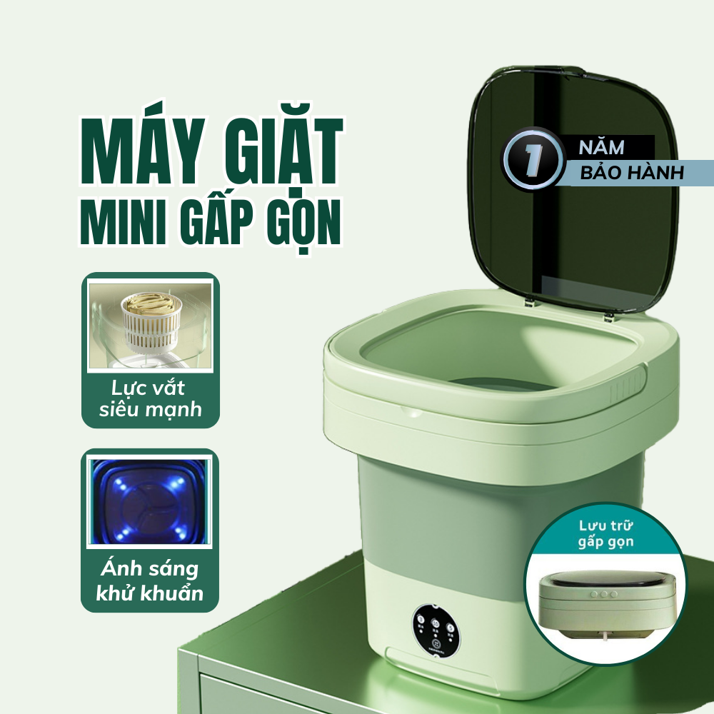 Máy giặt mini gấp gọn, máy giặt đồ mini tự động giặt đồ an toàn cho bé, máy giặt đồ lót, tất vớ, máy giặt mini tự động giặt đồ cho bé dung tích 6l tự vắt khô khử khuẩn bằng công nghệ blue ag