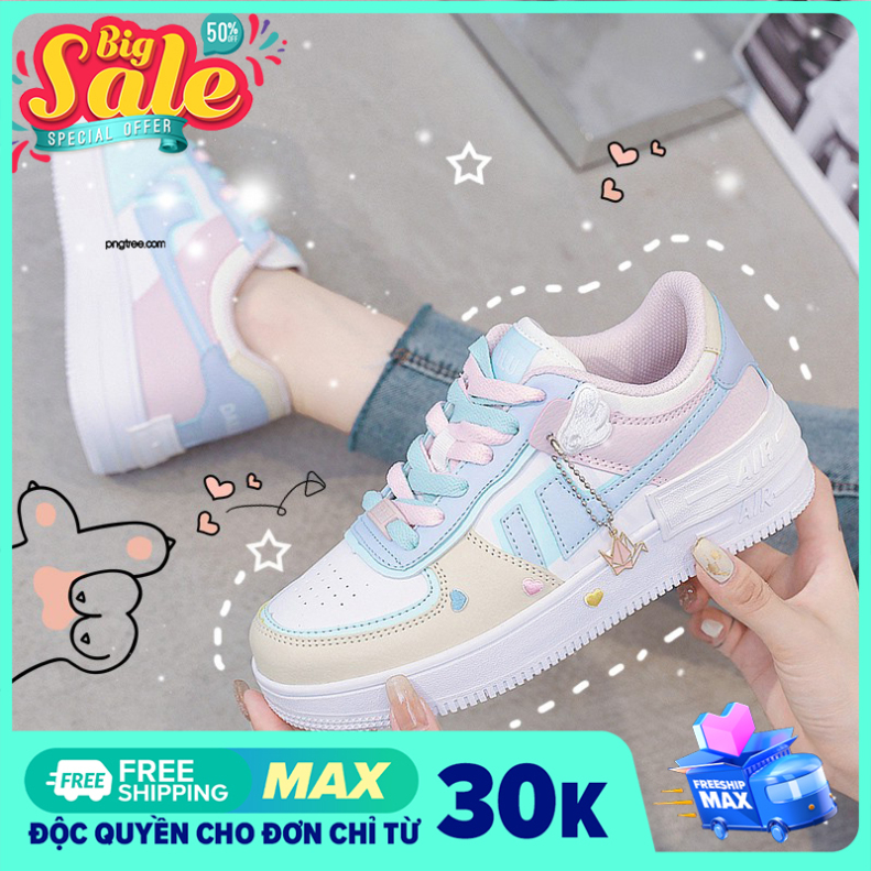 Giày sneaker nữ, giày nữ AIR force Đế thơm Kiểu dáng năng động Đế độn 4cm chống trơn Mang êm chân Phù hợp với mọi lứa tuổi giá rẻ