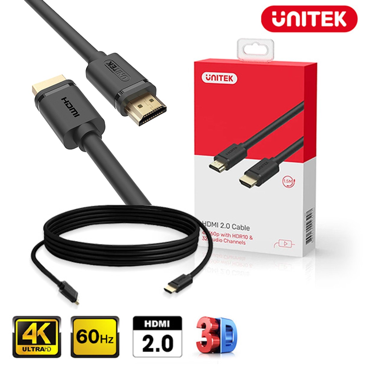 [HCM][ CHÍNH HÃNG] Cáp HDMI UNITEK 2.0 Y-C139M 4K Dài 3m