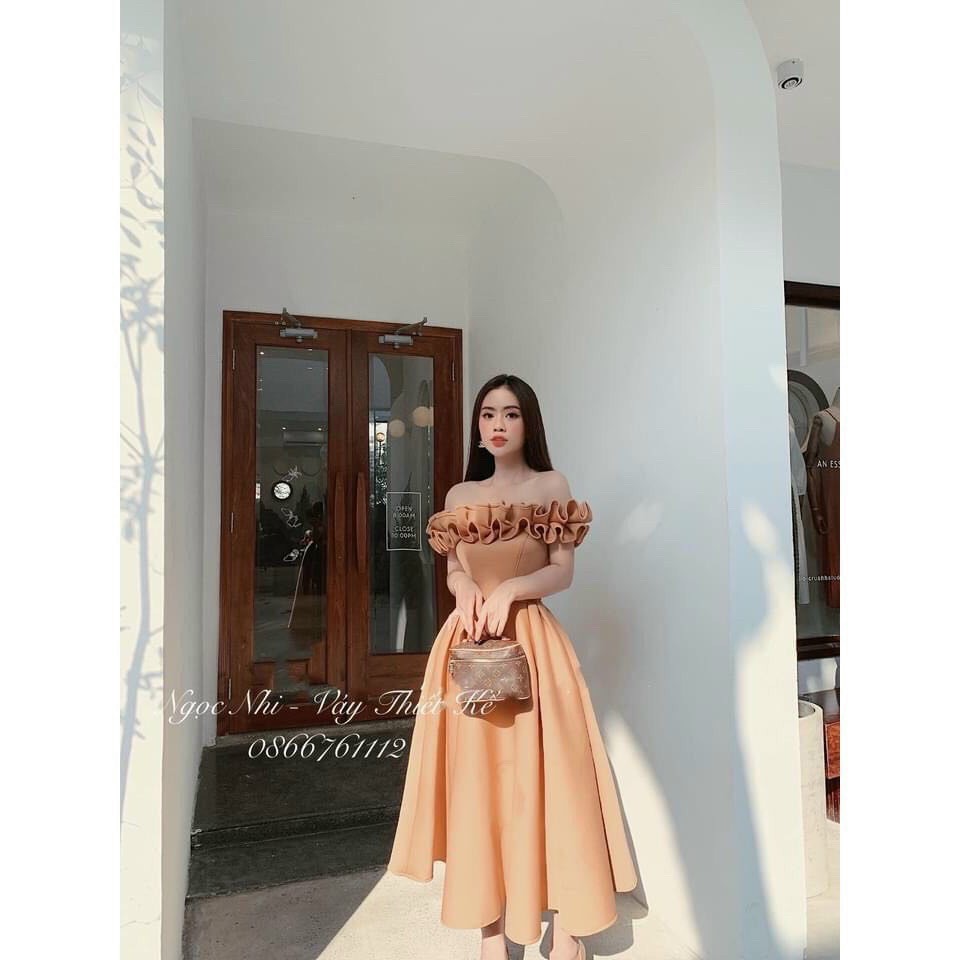 [HCM]Đầm Xòe Trễ Vai Nhúng Vai
