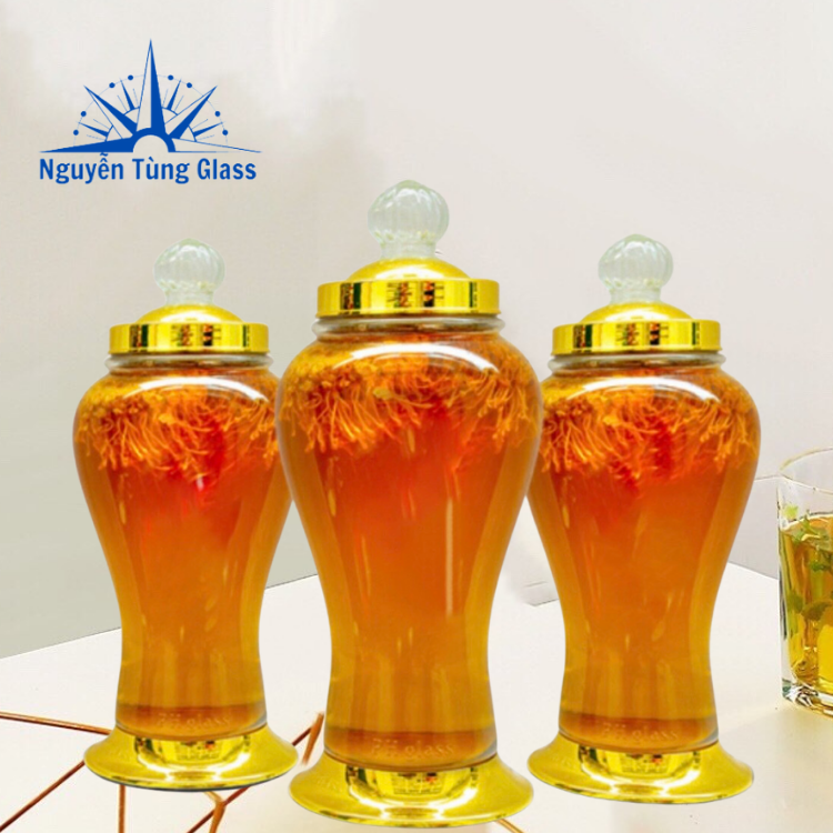BÌNH NGÂM RƯƠU SÂM THỦY TINH  Phú Hoà 4 LÍT KHÔNG VAN
