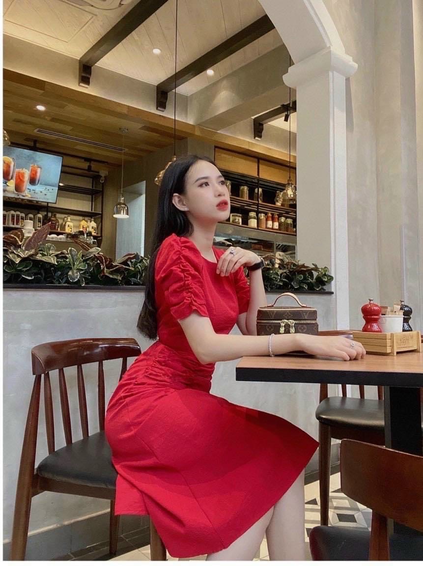 Đầm cổ tròn tùng nhúng 3 màu