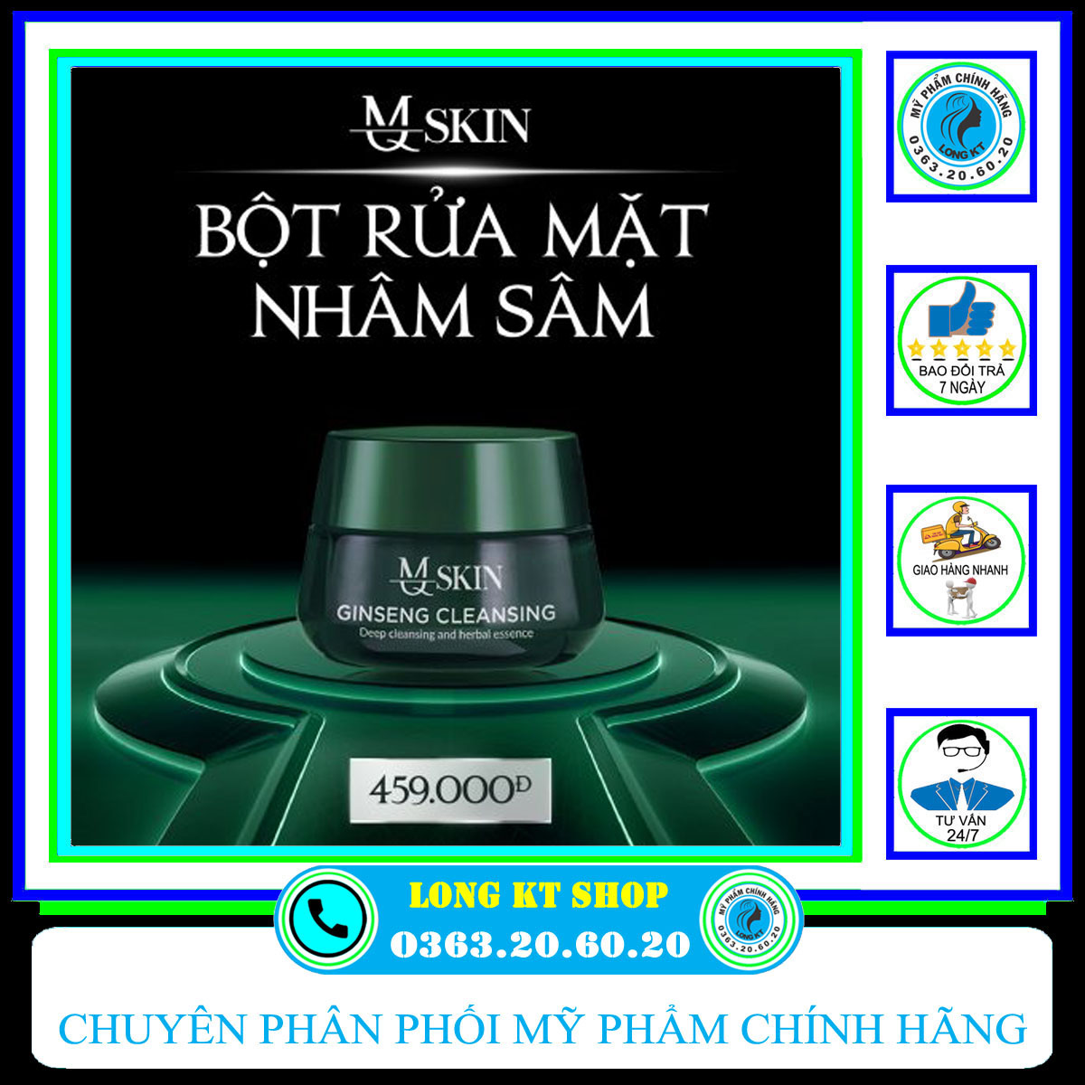 [MQSKIN ] BỘT SỮA RỬA MẶT NHÂN SÂM MQ SKIN 100GR