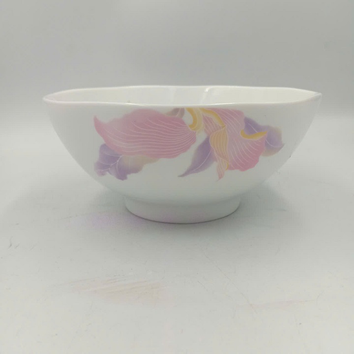 Tô canh viền vàng họa tiết dải lụa hồng  16 cm Sứ long phương cao cấp