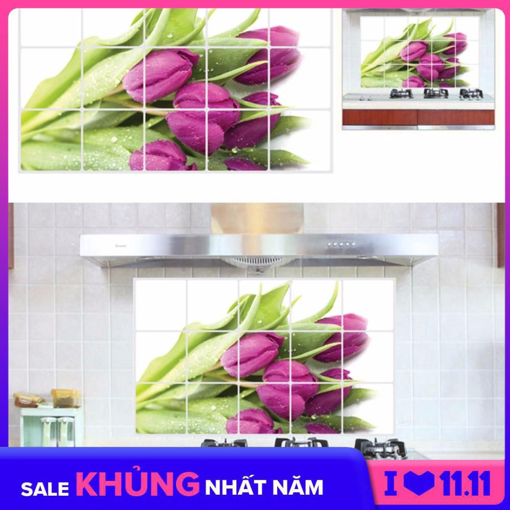 Combo 02 Decal dán tường Dán Bếp - HOA TULIP TÍM