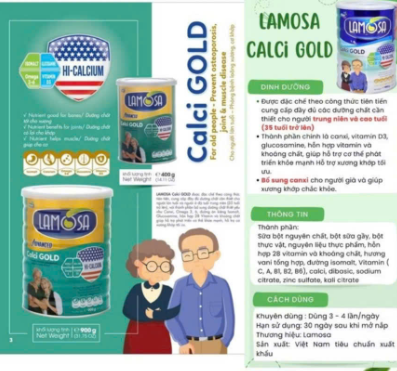 (900g, HSD 2026) Sữa bột Lamosa CALCI GOLD bổ sung canxi cho người từ 35 tuổi trở lên.