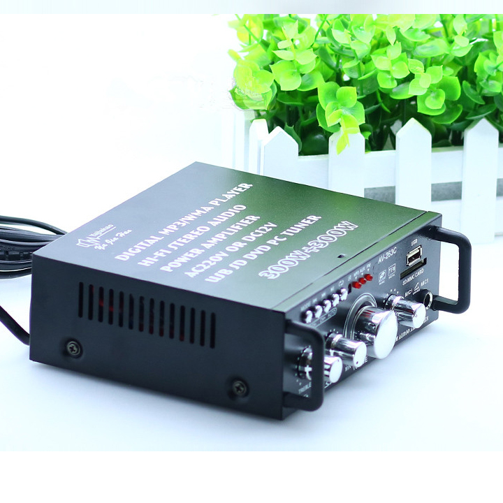 Ampli mini blutooth 12v 220v AV-153TV, USB,SD,FM