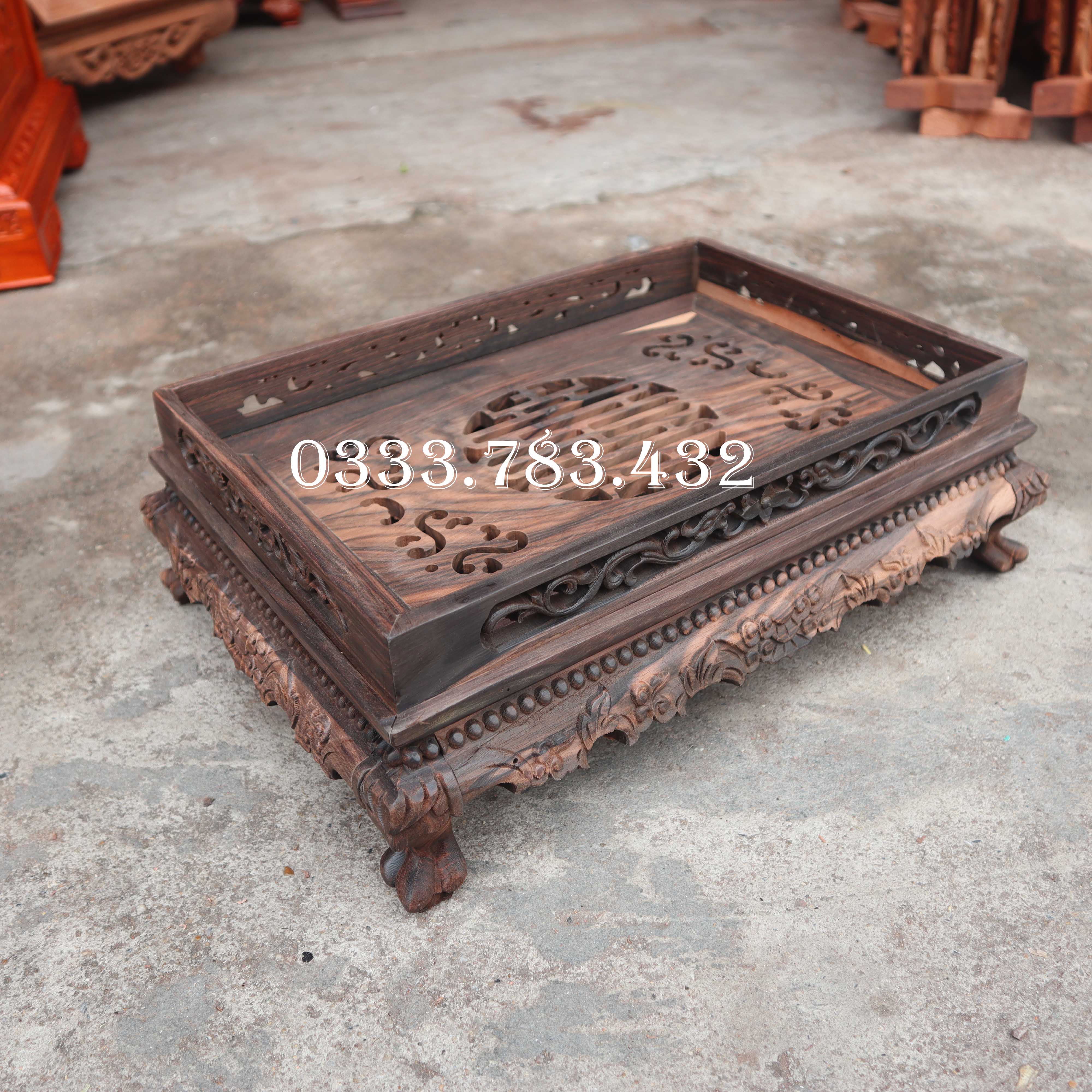KHAY TRÀ CHÂN QUỲ PHÒNG KHÁCH ĐỂ BÀN GỖ MUN