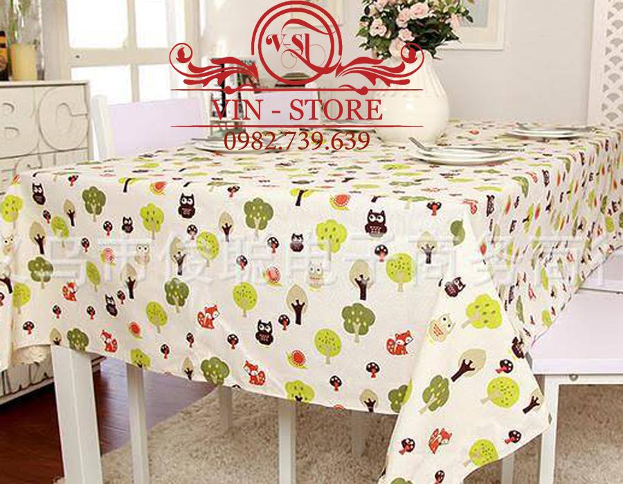 140x180cm KB016 Khăn trải bàn Cây Xanh Lá Cây Vinstore Homedecor khăn trải bàn đẹp khăn ăn khăn bàn tablecolths tableware flower canvas vintage tea dining table cafe fabric linen cotton