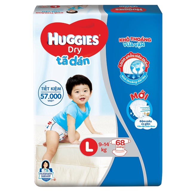 Bỉm Tả Dán Huggies Đủ Size M76/L68//Xl62/Xxl56 ( Mẫu Mới )