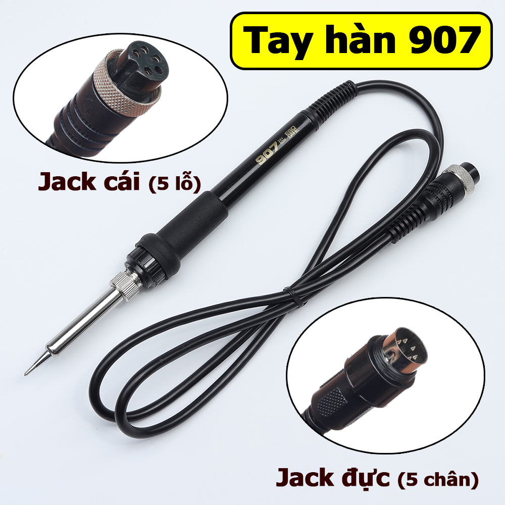 Tay hàn 907 thay thế dùng cho trạm hàn Hakko 936 Jack đực 5 chân