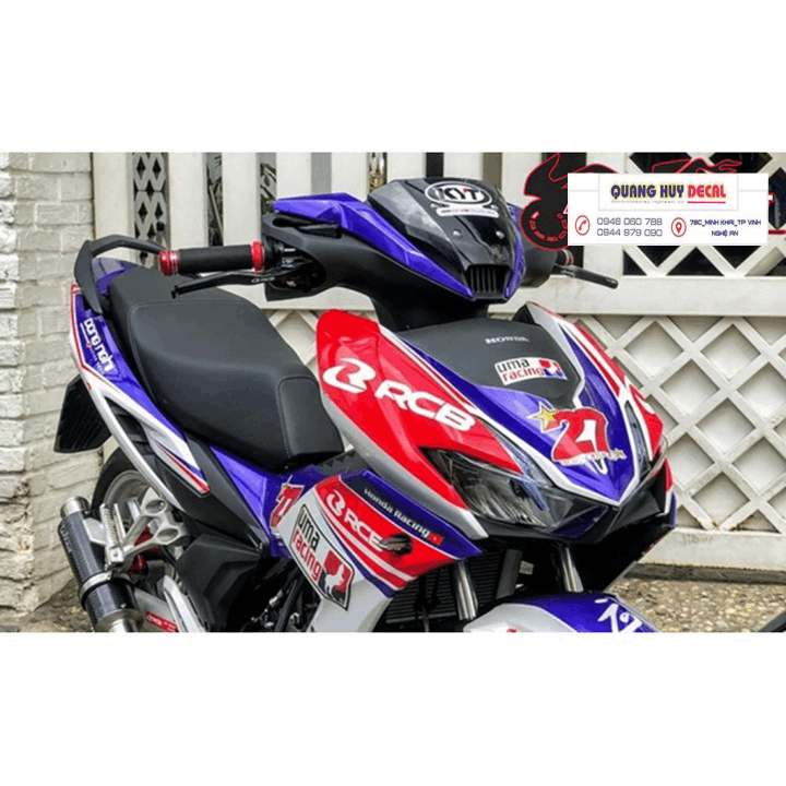 Tem trùm xe winner X xanh đỏ mẫu mới - tem trùm xe winner  X xanh đỏ thiết kế theo yêu cầu- tem dán xe máy winner X rẻ chất