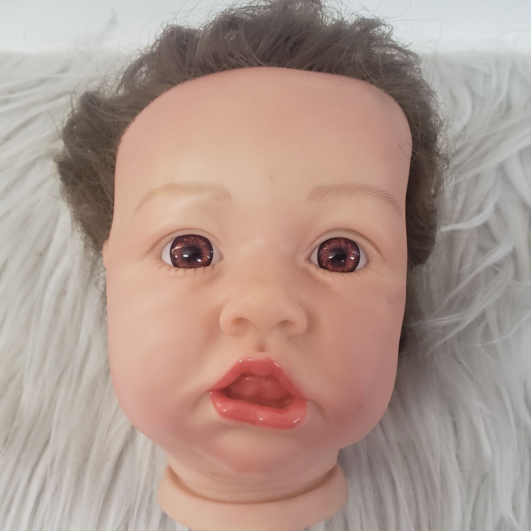 Head doll reborn body wool 50 cm/20 inch, 55 cm/22 inch head reborn doll