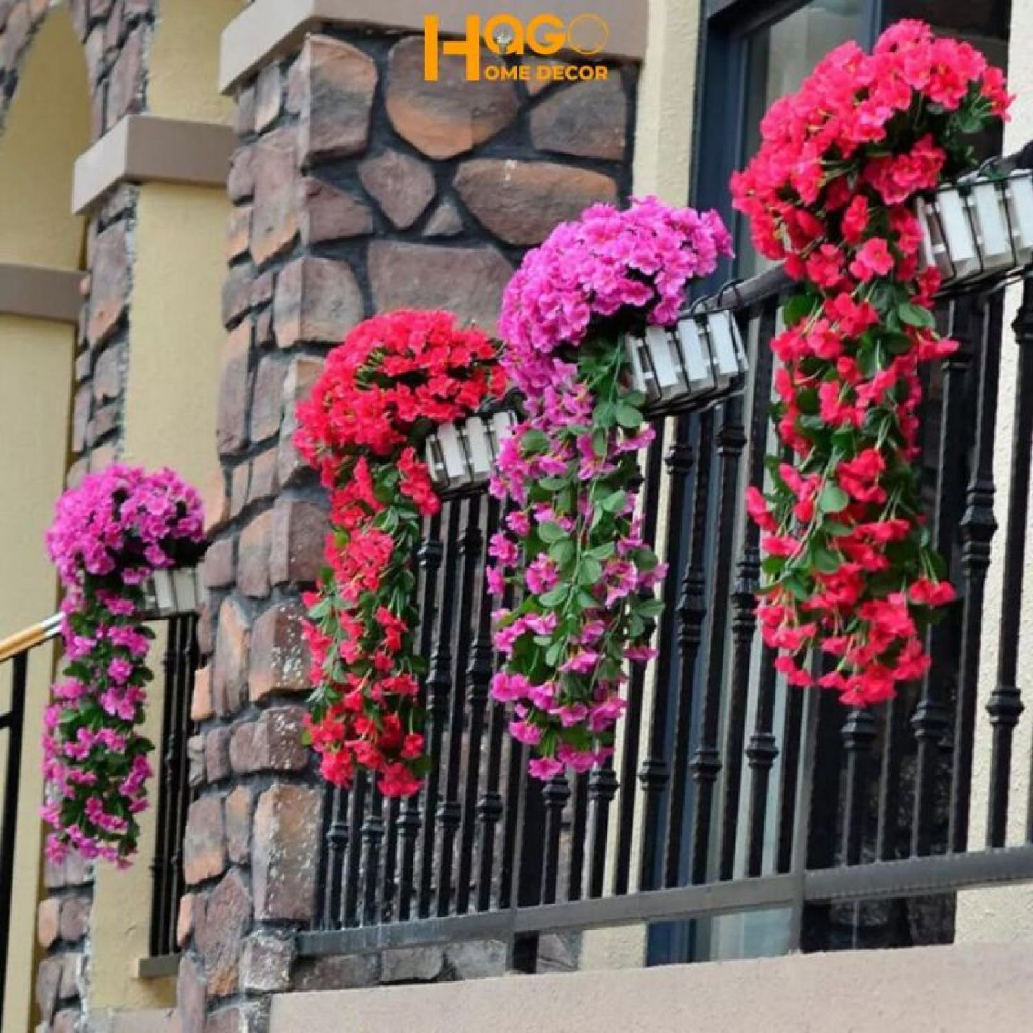 CHÙM ĐỖ QUYÊN TREO TƯỜNG . HOA VẢI HOA LỤA CAO CẤP