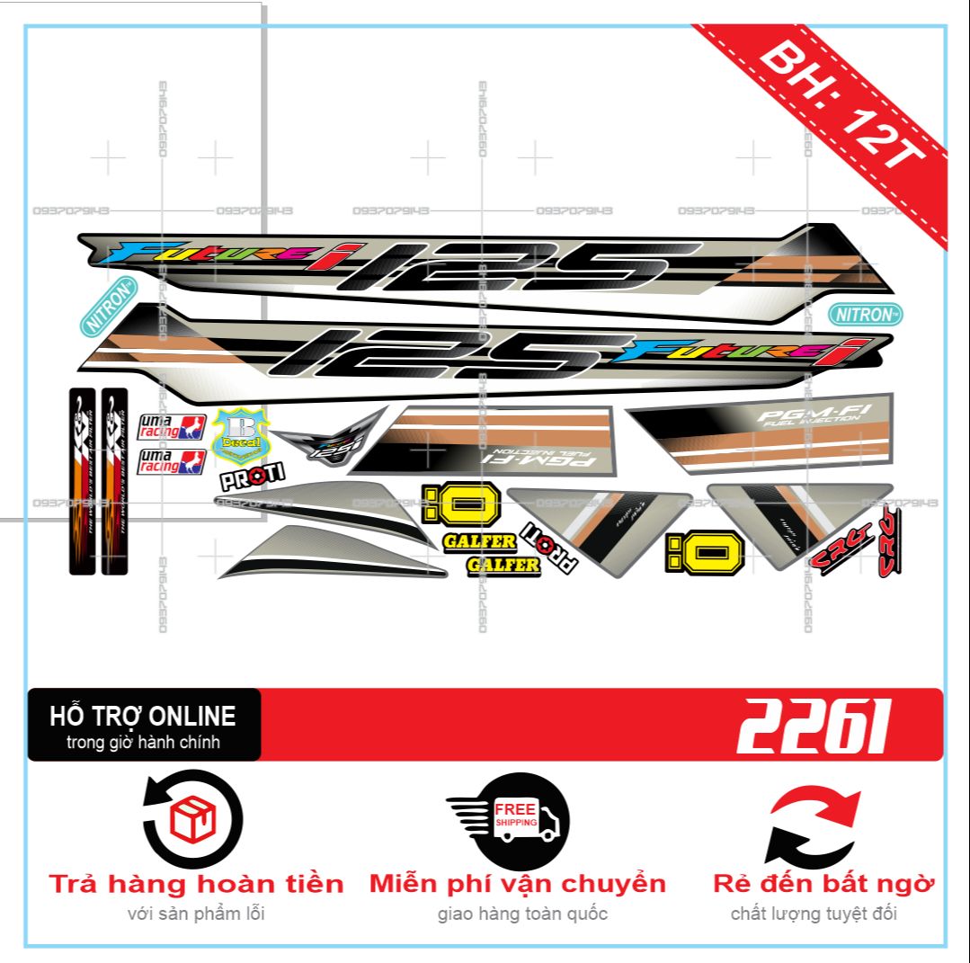 TEM RỜI FUTURE 125 I DÁN XE XÁM BỤNG SAU ĐEN