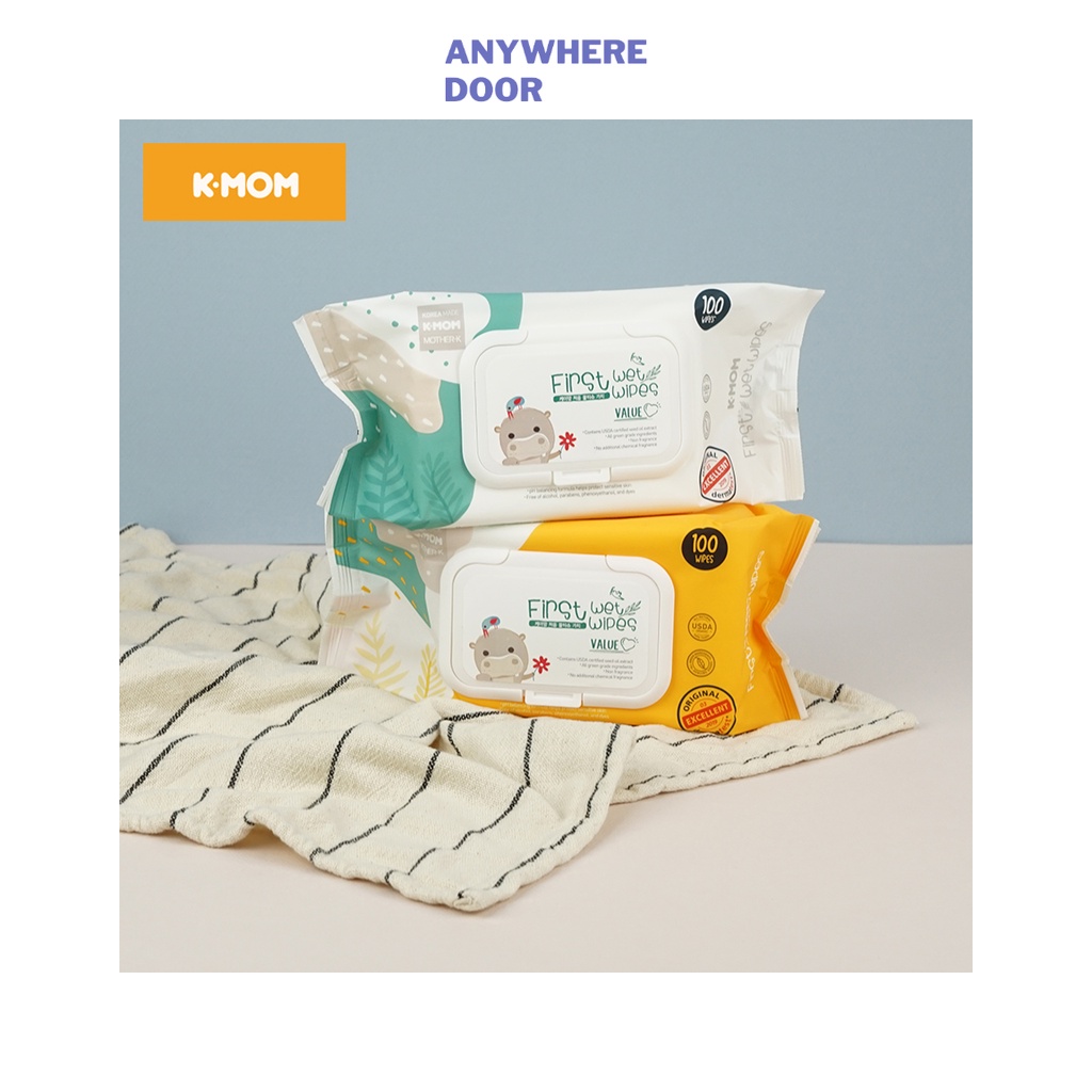 Khăn ướt Kmom VÂN NỔI, CÓ NẮP Hàn Quốc cao cấp cho bé (100c)