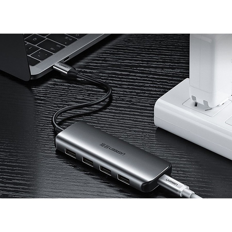 Bộ chia USB Type C ra 4 cổng USB 3.0 Ugreen 50980 có nguồn phụ  - HapuStore