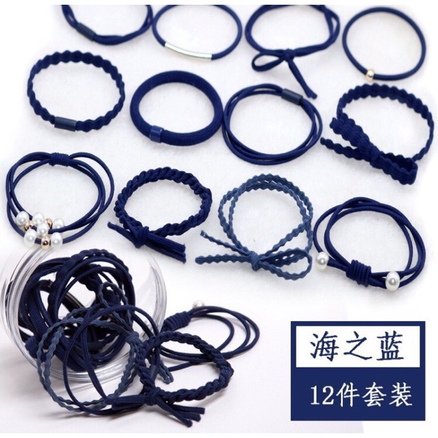 Hộp 12 chiếc chun buộc tóc siêu đẹp