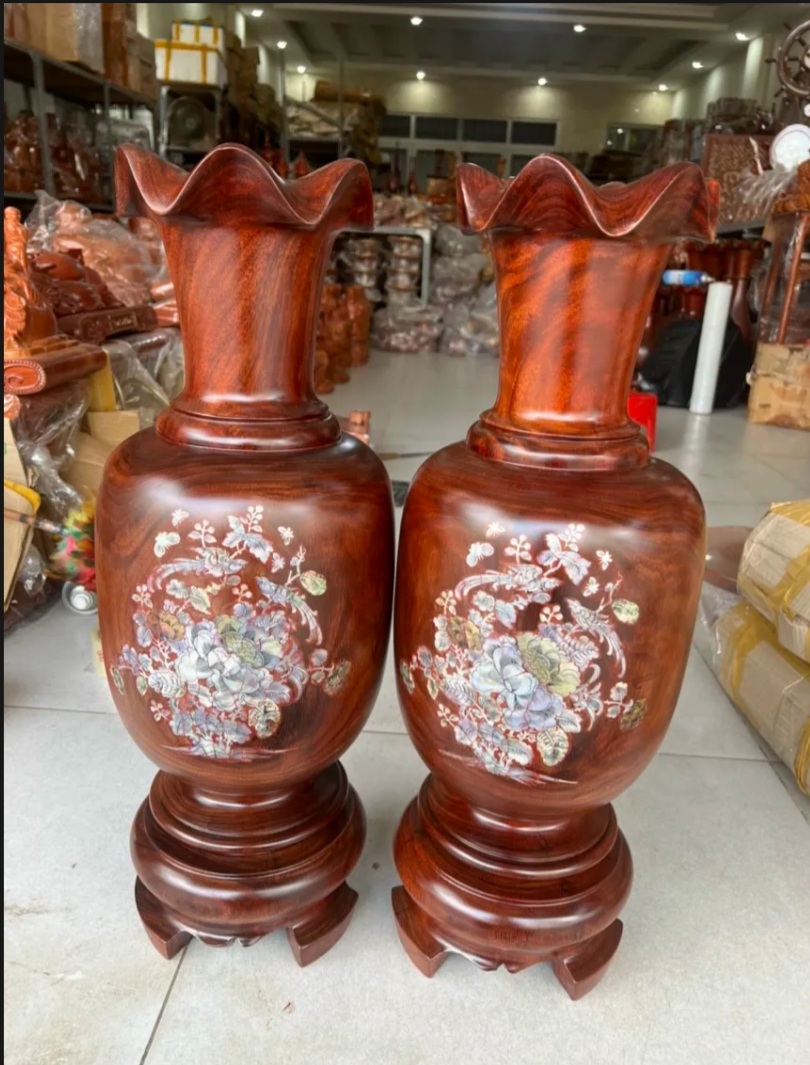 Cặp lục bình gỗ lim nguyên khối cao 30-40-50-60 cm vv