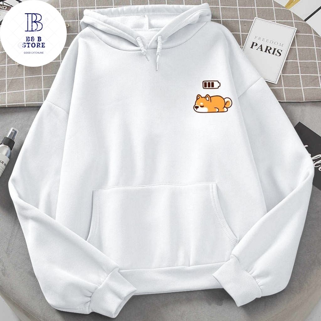 Áo khoác hoodie nỉ in cún ngủ cực đẹp form nam nữ đều mặc được