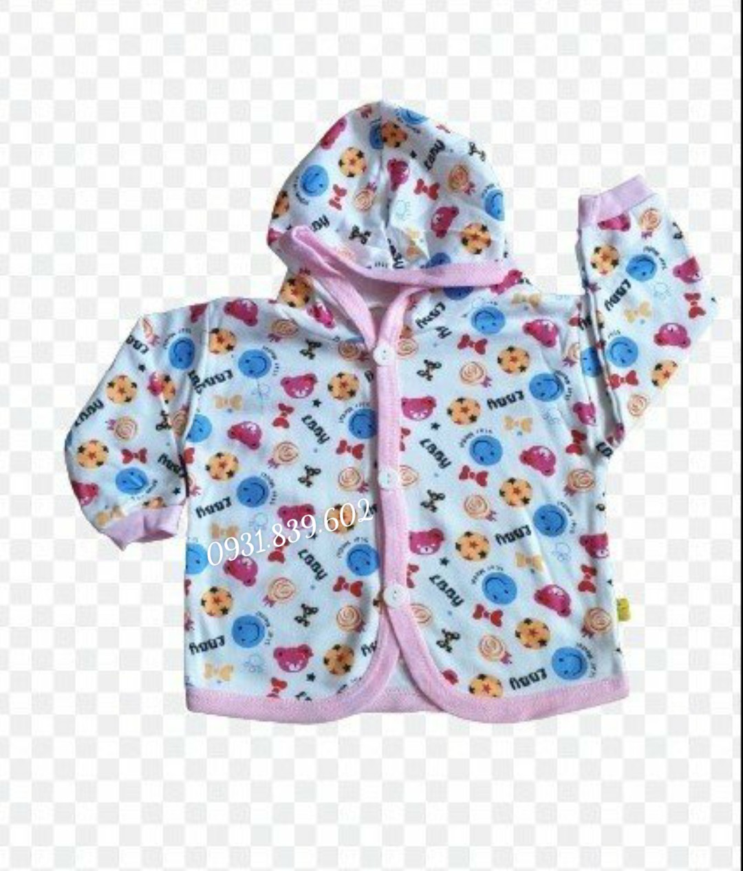 Áo khoác có nón chất cotton in hình cho bé