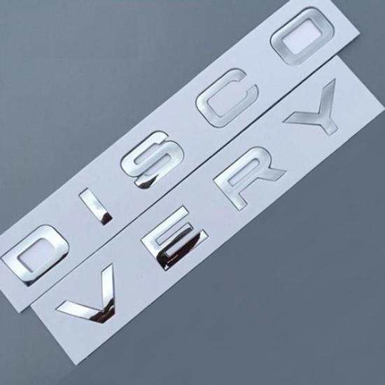 Tem dán oto chữ Discovery 3D nổi mạ bạc