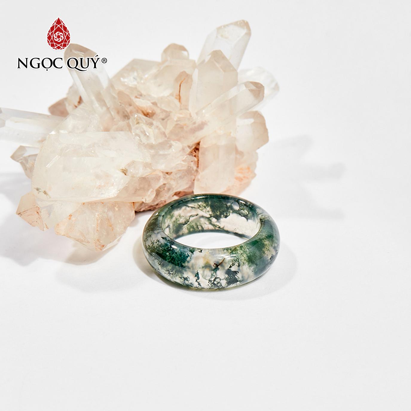 [HCM]Nhẫn Đá Băng Ngọc Thủy Tảo Mệnh Mộc Hoả (màu xanh) - Ngọc Quý Gemstones