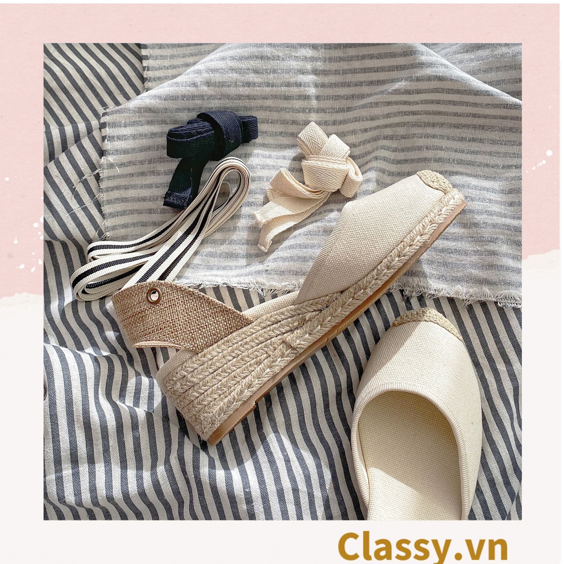 Classy [CÓ SẴN] GIÀY CÓI ĐẾ XUỒNG QUAI GIÀY CỘT NƠ [G421]