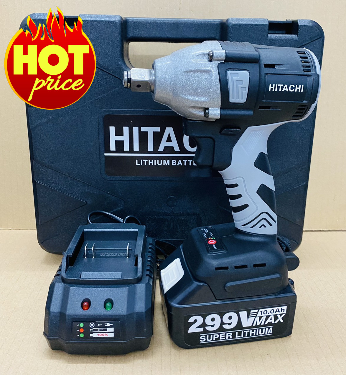 Máy siết bulong dùng pin không chổi than 299V Hitachi pin khủng 10 cell