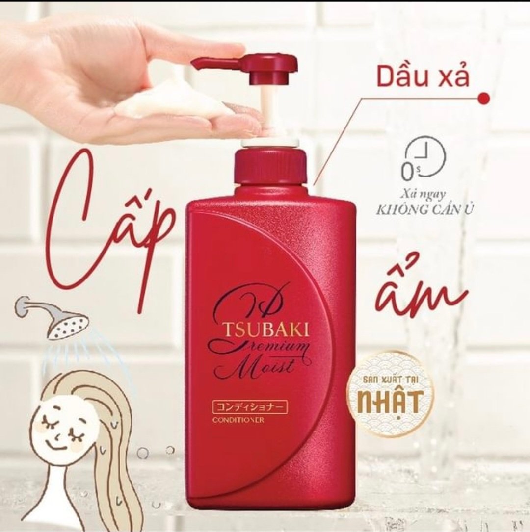 Bộ gội xả Tsubaki Premium Moist 490ml