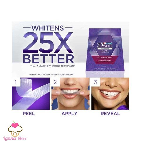 [HCM]Miếng dán trắng răng Crest 3D White loại Glamorous - Mỹ